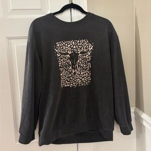 Women's Ribbed Black Graphic Sweater